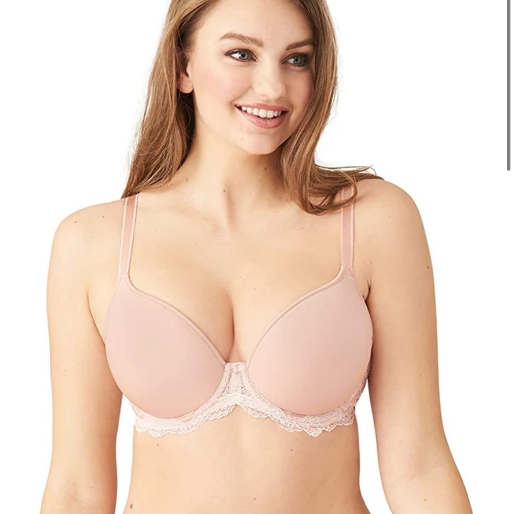 Wacoal Bra Womens 34DDD T-shirt Lace Affair Underwire Beige 853256